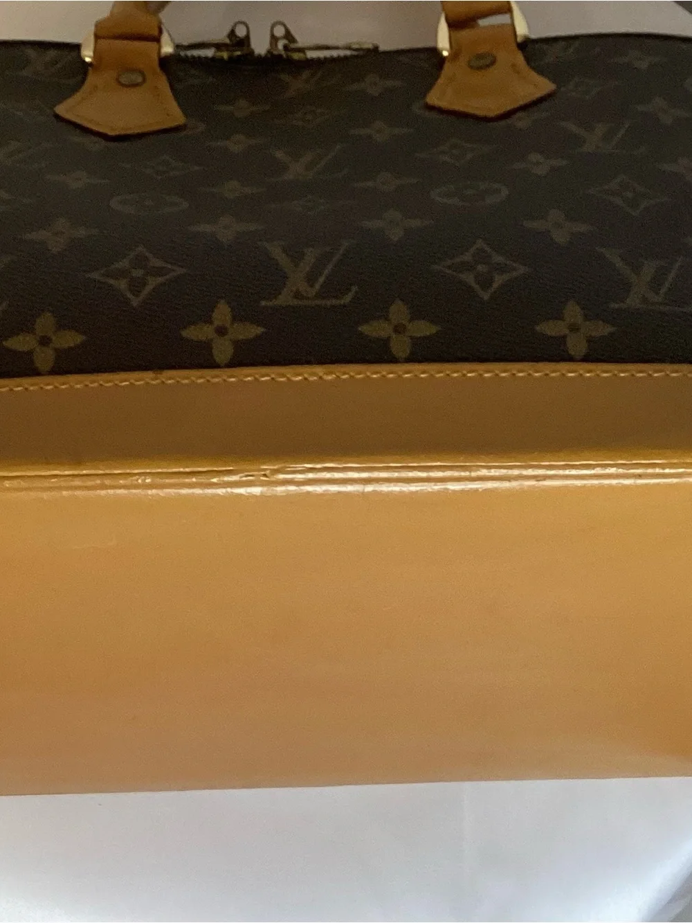 Louis Vuitton Brown Monogram Satchel with Tan Handles